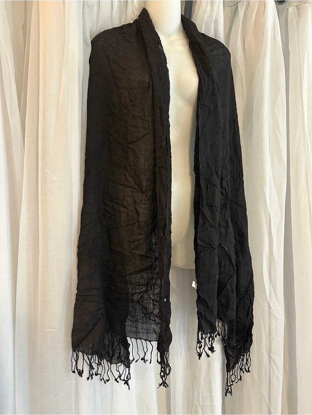 Bijourn Terner Lightweight Black Fringe Scarf - Women Accessories